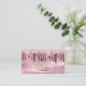 シックなバラ赤面ピンクドリップ 名刺 (スタンド正面)