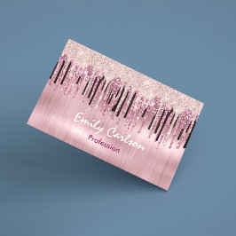 シックなバラ赤面ピンクドリップ 名刺