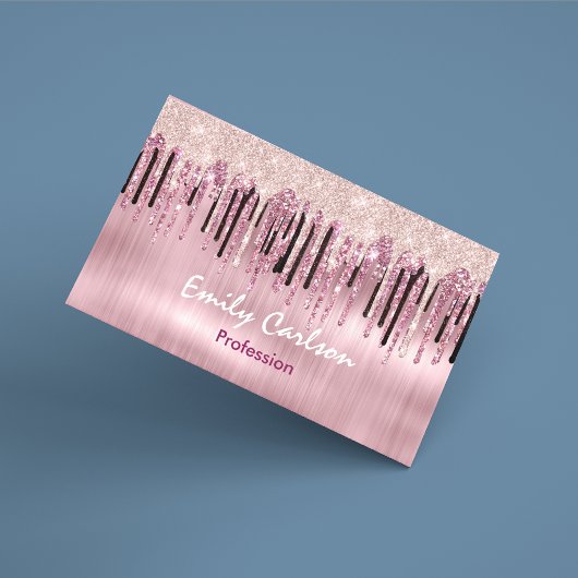 シックなバラ赤面ピンクドリップ 名刺