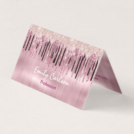 シックなバラ赤面ピンクドリップ 名刺