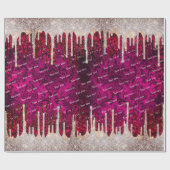 シックなバラ赤面ブラウングリッターレッドドリップモノグラム ラッピングペーパー (フラット)