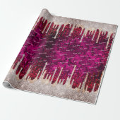 シックなバラ赤面ブラウングリッターレッドドリップモノグラム ラッピングペーパー (アンロールド)