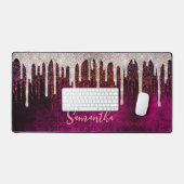 シックなバラ赤面ブラウングリッターレッドドリップモノグラムn デスクマット (キーボード&マウス)
