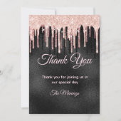 シックなバラ赤面ブラックグリッターが感謝していお前を滴下 カード (正面)