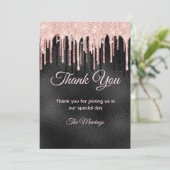 シックなバラ赤面ブラックグリッターが感謝していお前を滴下 カード (スタンド正面)