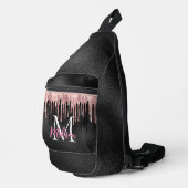 シックなバラ赤面ブラック滴下モノグラム印刷 スリングバッグ (右コーナー)