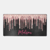 シックなバラ赤面ブラック滴下モノグラム デスクマット (正面)