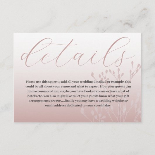 シックなバラ金ゴールドと結婚書道の詳細 エンクロージャーカード (正面)