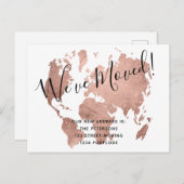 シックなバラ金ゴールドの世界地図を動かす発表 案内ポストカード (正面/裏面)