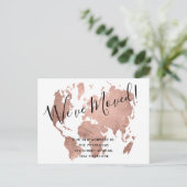 シックなバラ金ゴールドの世界地図を動かす発表 案内ポストカード (スタンド正面)