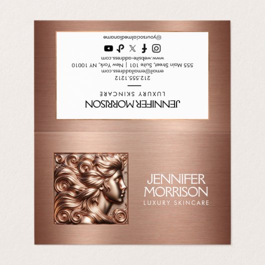 シックなバラ金ゴールドカメオロゴ美しい、ヘア、スキンケア 名刺 (外部フラット)