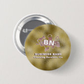 シックなバラ金ゴールドクラスロゴクリーニングサービスゴールデン 缶バッジ (正面&裏面)