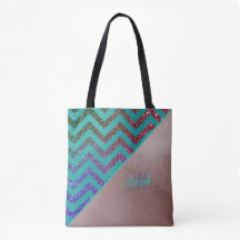 シックなバラ金ゴールドグリッタリーシェブロンティール（緑がかった色）グリーンネーム