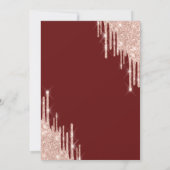 シックなバラ金ゴールドグリッタードリップスバーガンディベビーシャワー 招待状 (裏面)