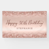 シックなバラ金ゴールドグリッターハピー50th誕生日スクリプト 横断幕 (横)