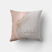 シックなバラ金ゴールドグリッターブラッシュドメタルモノグラム名 クッション (裏面)