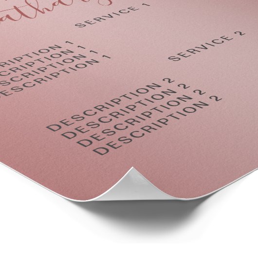 シックなバラ金ゴールドスパークルドリッピンググリッター価格表 ポスター (角)