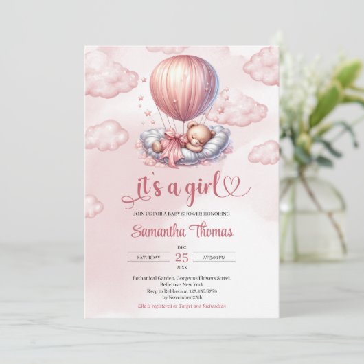 シックなバラ金ゴールドテディベアを眠っている女の子だ 招待状 (スタンド正面)