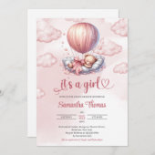 シックなバラ金ゴールドテディベアを眠っている女の子だ 招待状 (正面/裏面)