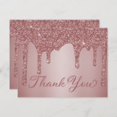 シックなバラ金ゴールドドリッピンググリッターありがとう サンキューカード (正面/裏面)