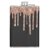 シックなバラ金ゴールドドリッピンググリッターモノグラム名 フラスク (裏面)