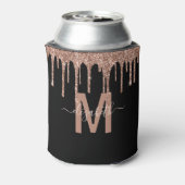 シックなバラ金ゴールドドリッピンググリッターモノグラム名 缶クーラー (缶裏面)