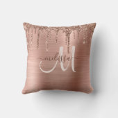 シックなバラ金ゴールドドリップグリッターブラシ仕上げ金属ガラス クッション (裏面)