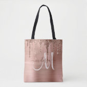 シックなバラ金ゴールドドリップグリッターブラシ仕上げ金属ガラス トートバッグ (正面)