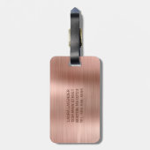 シックなバラ金ゴールドドリップグリッターブラシ仕上げ金属ガラス ラゲッジタグ (裏面縦)