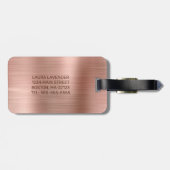 シックなバラ金ゴールドドリップグリッターブラシ仕上げ金属ガラス ラゲッジタグ (裏面横)