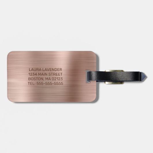 シックなバラ金ゴールドドリップグリッターブラシ仕上げ金属ガラス ラゲッジタグ (裏面横)