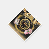 シックなバラ金ゴールドハイトナプキンズと金ゴールドバルーン スタンダードカクテルナプキン (角)