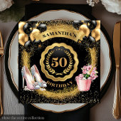 シックなバラ金ゴールドハイトナプキンズと金ゴールドバルーン スタンダードカクテルナプキン