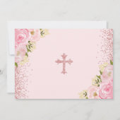 シックなバラ金ゴールドピンクグリッターフローラバプティスフォト 招待状 (裏面)