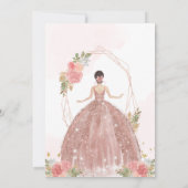 シックなバラ金ゴールドピンクフローラ幾何学的なクインチェニェラI 招待状 (裏面)