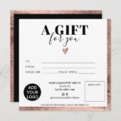 シックなバラ金ゴールドフォイル正方形ギフト証明書のロゴ (正面/裏面)