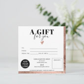 シックなバラ金ゴールドフォイル正方形ギフト証明書のロゴ (スタンド正面)