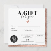 シックなバラ金ゴールドフォイル正方形ギフト証明書のロゴ (正面)