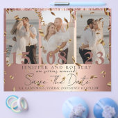 シックなバラ金ゴールドフォトコラージュ日付カードを保存 チラシ (シングル)