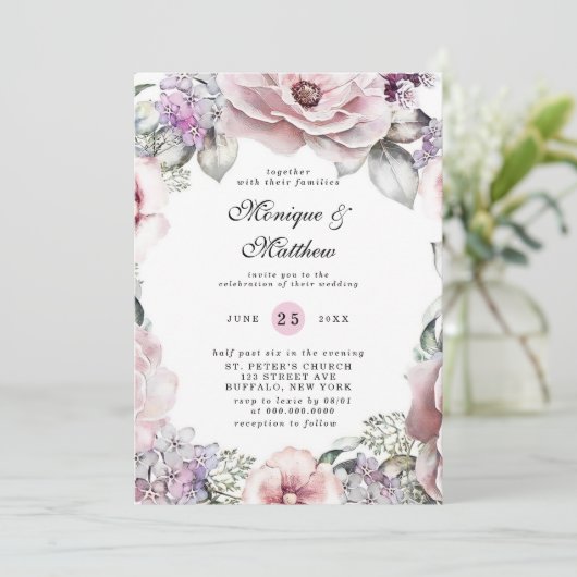 シックなバラ金ゴールドフローラとユーカリ結婚プスの元気 招待状 (スタンド正面)