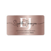 シックなバラ金ゴールドブラシ仕上げメタルスクリプト名モノグラム ラベル (正面)