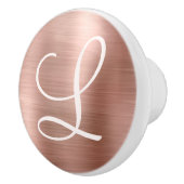 シックなバラ金ゴールドブラシ仕上げメタルピンクモノグラム セラミックノブ (右)