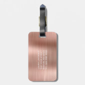 シックなバラ金ゴールドブラシ仕上げメタルピンクモノグラム ラゲッジタグ (裏面縦)