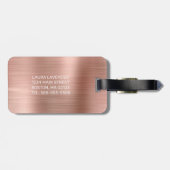 シックなバラ金ゴールドブラシ仕上げメタルピンクモノグラム ラゲッジタグ (裏面横)