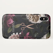 シックなバラ金ゴールドヘアスタイリストのハサミ暗いフローラ Case-Mate iPhoneケース (裏面(横))