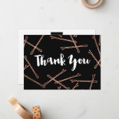 シックなバラ金ゴールドボビーピンブラックサンキュー ノートカード (正面/裏面インサイチュ)