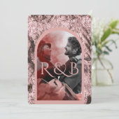 シックなバラ金ゴールドマウンテンアーキフォトズ結婚ーズ 招待状 (スタンド正面)