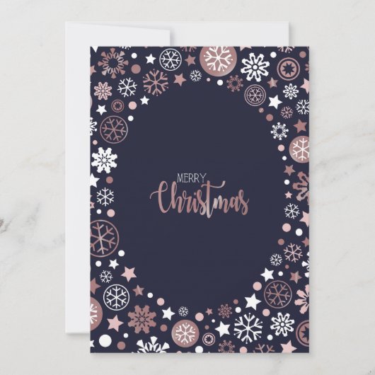 シックなバラ金ゴールドメタリック冬の雪片 シーズンカード (正面)