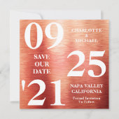 シックなバラ金ゴールドメタルモダンきらめく日付の保存 招待状 (正面)