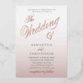 シックなバラ金ゴールド書結婚のThe's 箔招待状 (正面)